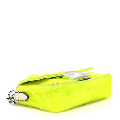 Fendi Transparent Paillettes Elaphe Mini Baguette Yellow Fluo Avorio 4 of 10