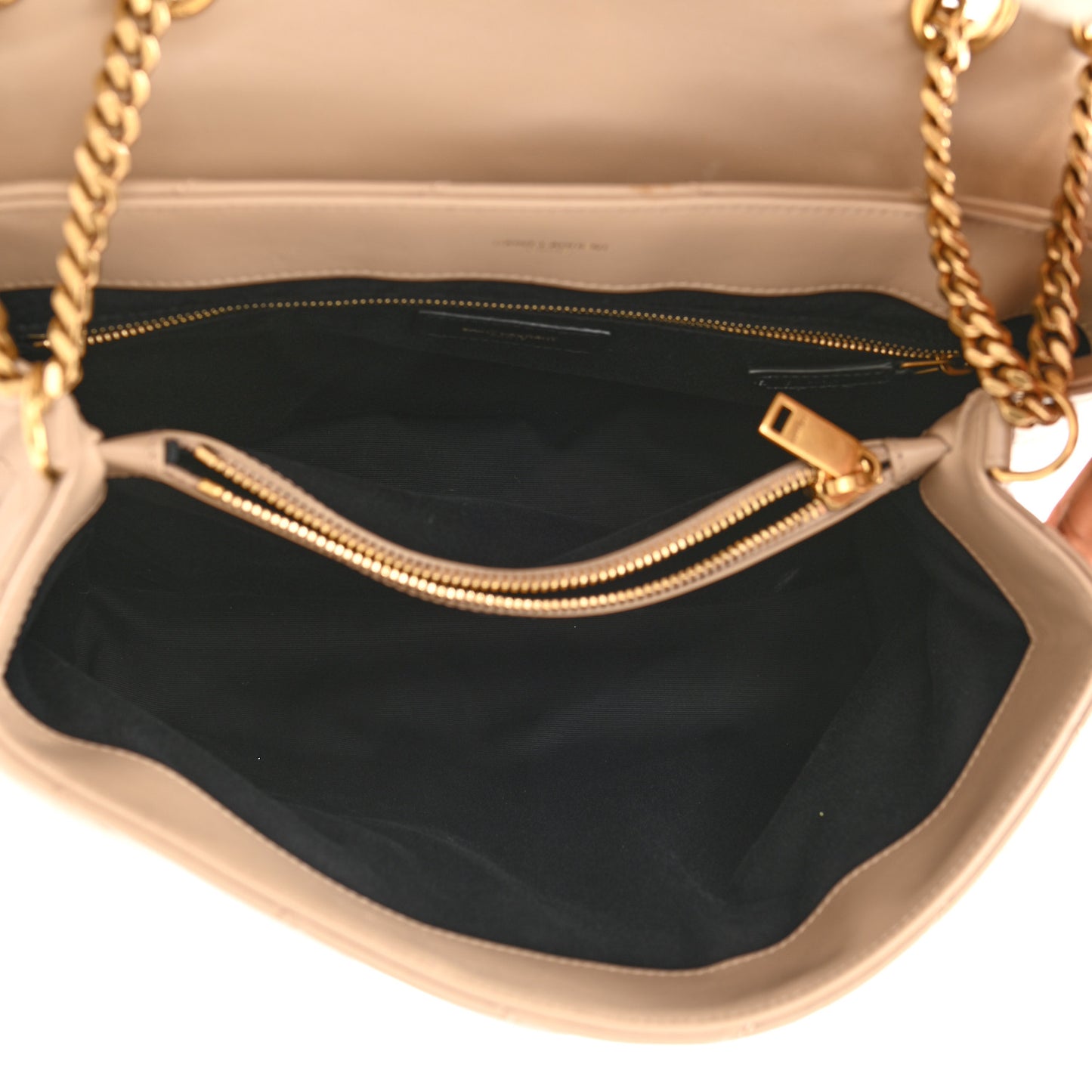 Calfskin Y Quilted Monogram Medium Loulou Chain Satchel Dark Beige