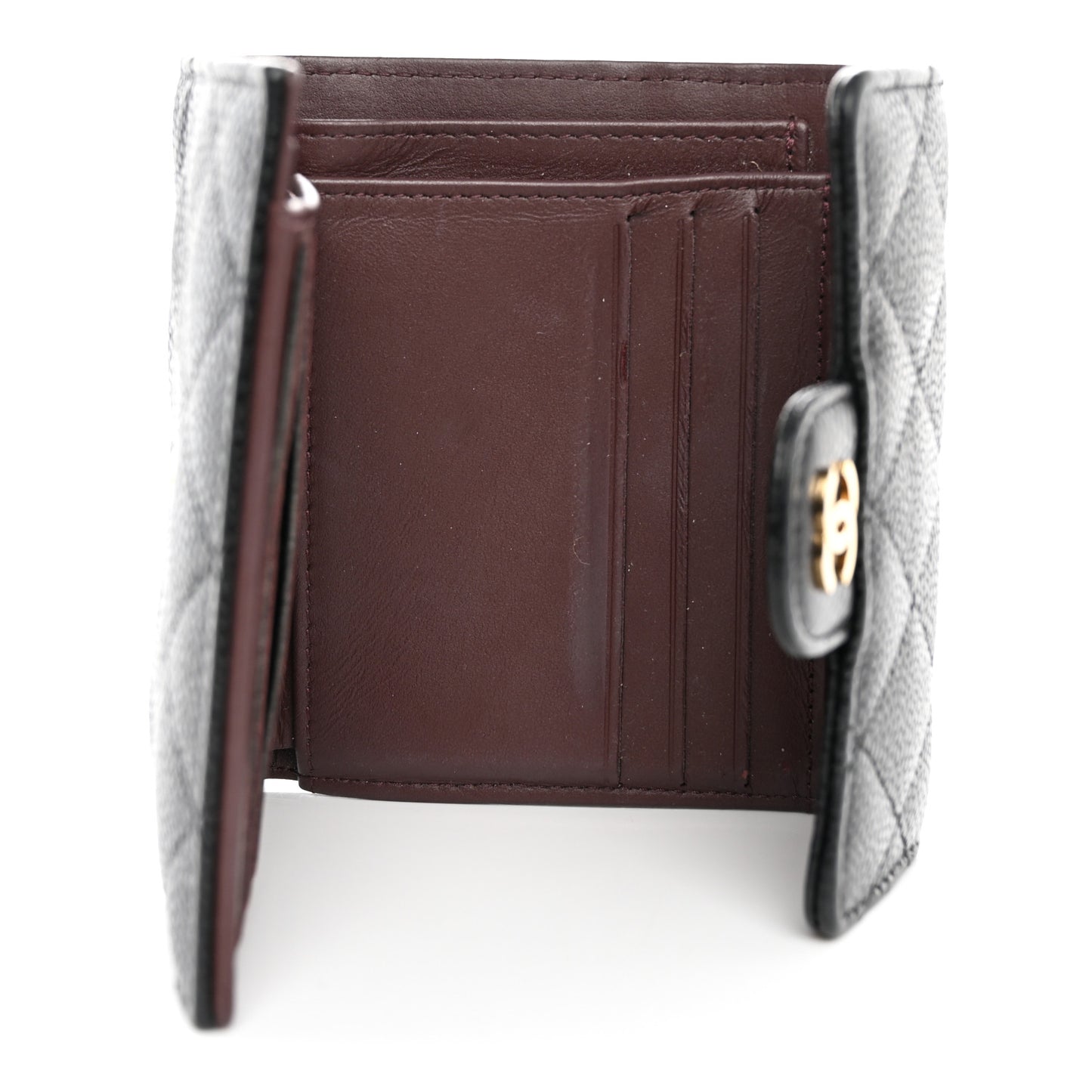 Caviar Quilted Compact Flap Wallet Black
