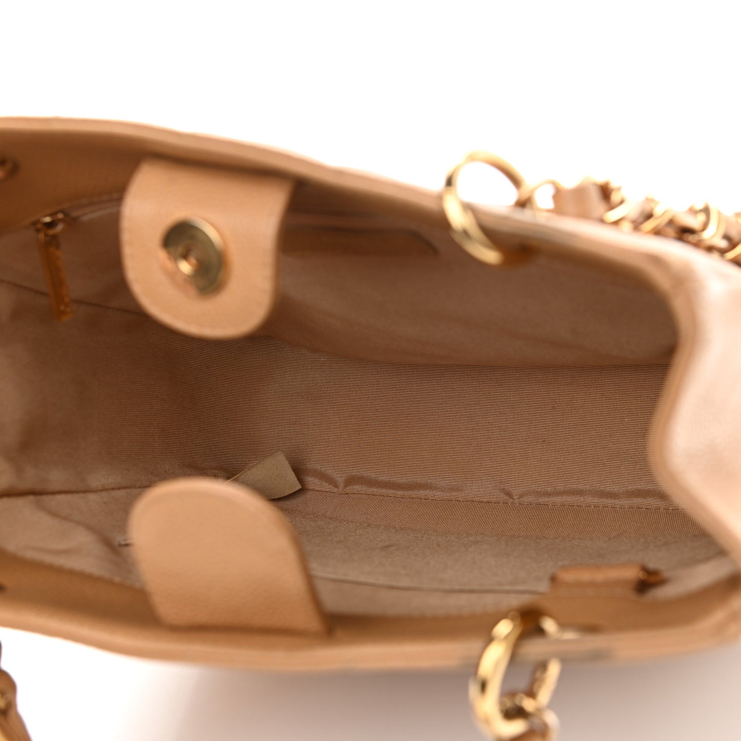 Caviar Quilted Petit Shopping Tote PST Dark Beige