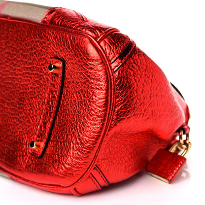 Burberry Prorsum Metallic Calfskin House Check Small Blaze Satchel Cadmium Red 8 of 14