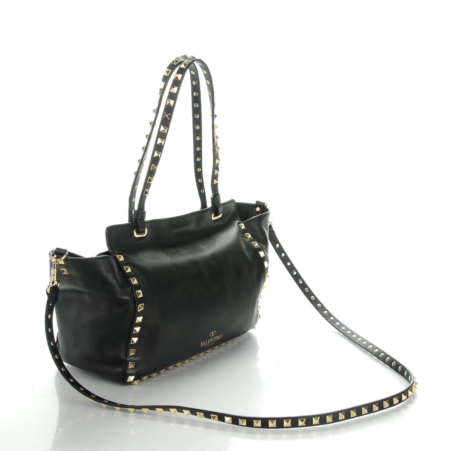 Valentino Garavani Vitello Small Rockstud Tote Black 3 of 8