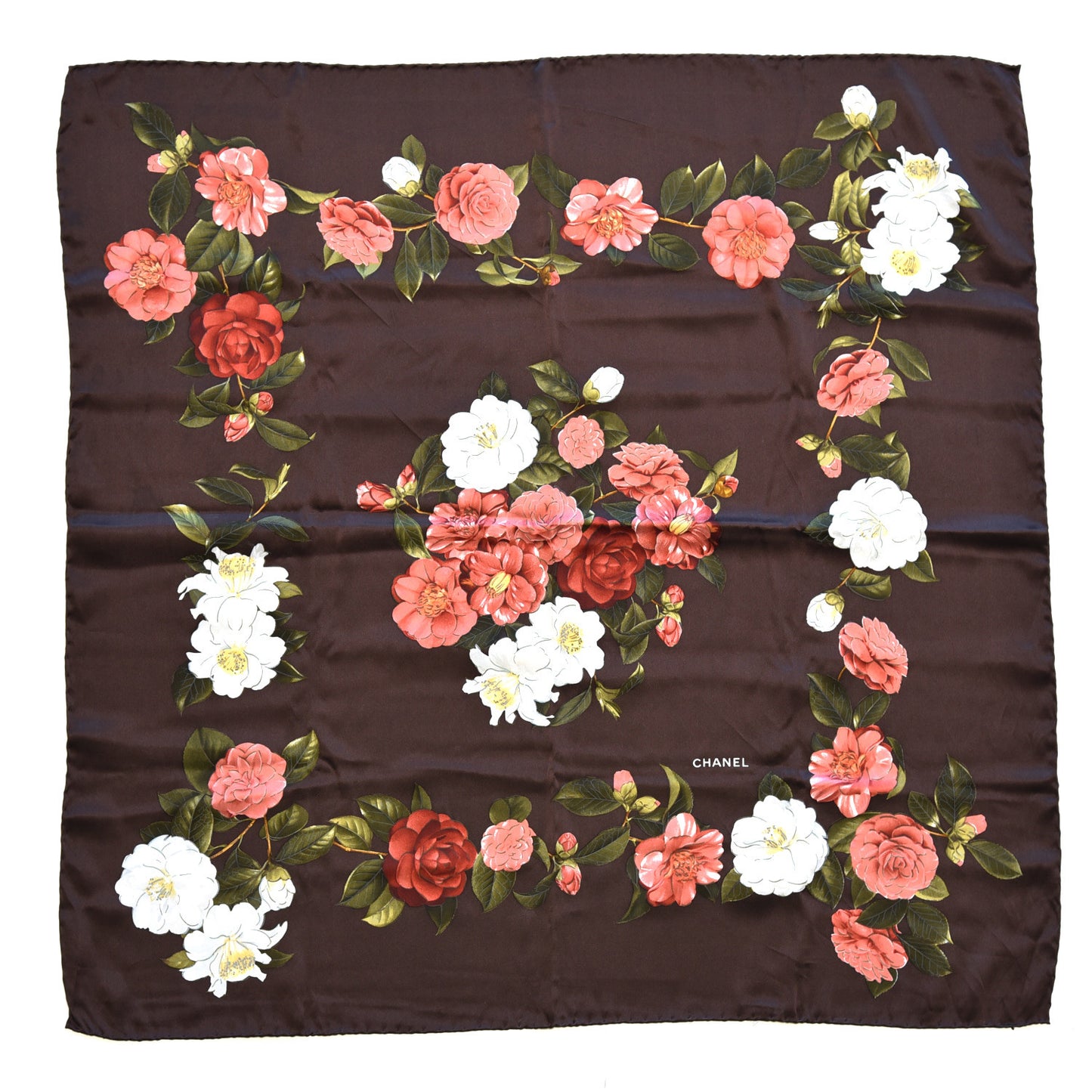 Silk CC Flower Square Scarf Multicolor