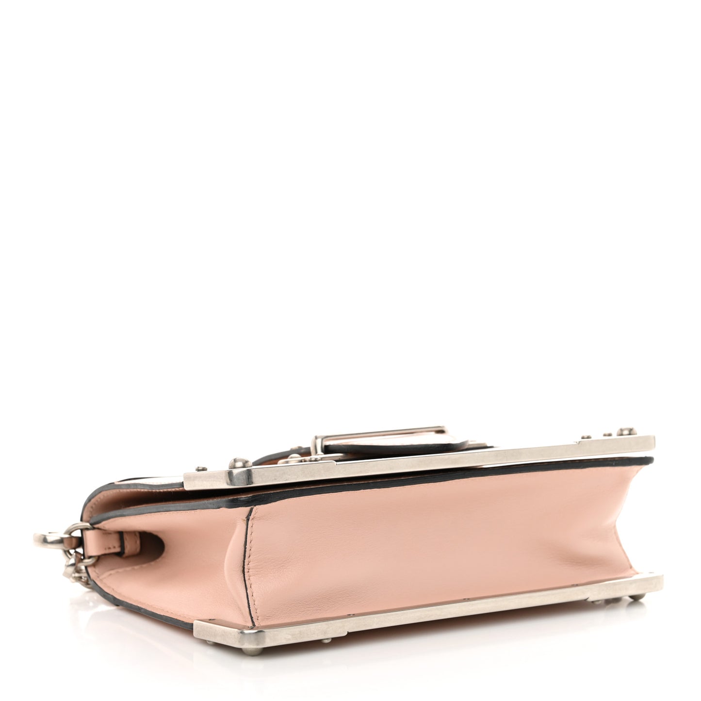 Spazzolato Soft Calf Cahier Chain Wristlet Clutch Pesca