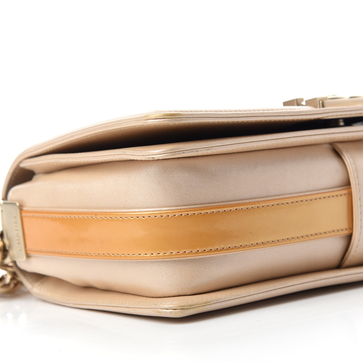 Chanel Metallic Calfskin Braided Medium Boy Flap Beige Multicolor 6 of 10