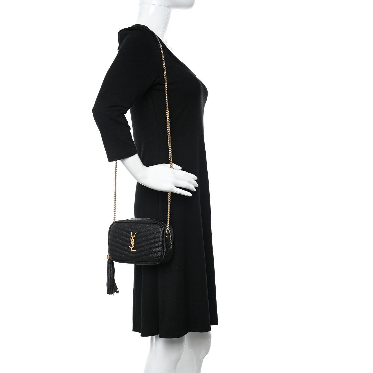 Saint Laurent Grain De Poudre Matelasse Monogram Mini Lou Camera Bag Black 2 of 10