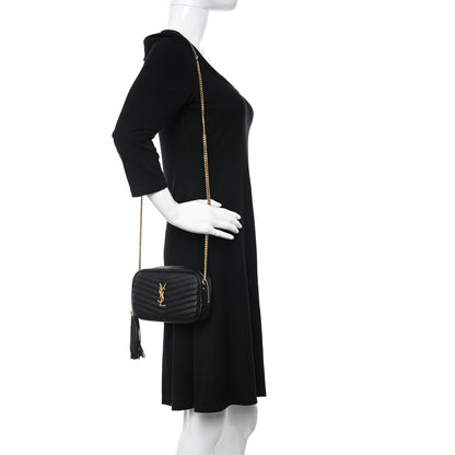Saint Laurent Grain De Poudre Matelasse Monogram Mini Lou Camera Bag Black 2 of 10