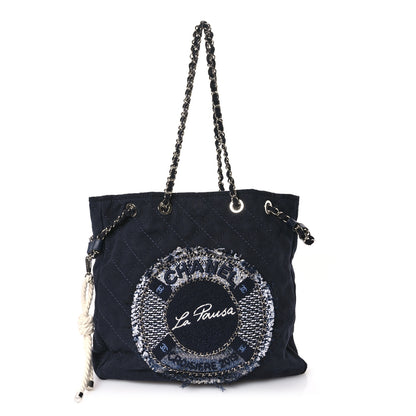 Chanel Canvas Quilted La Pausa Large Shopping Tote Navy 1 of 10