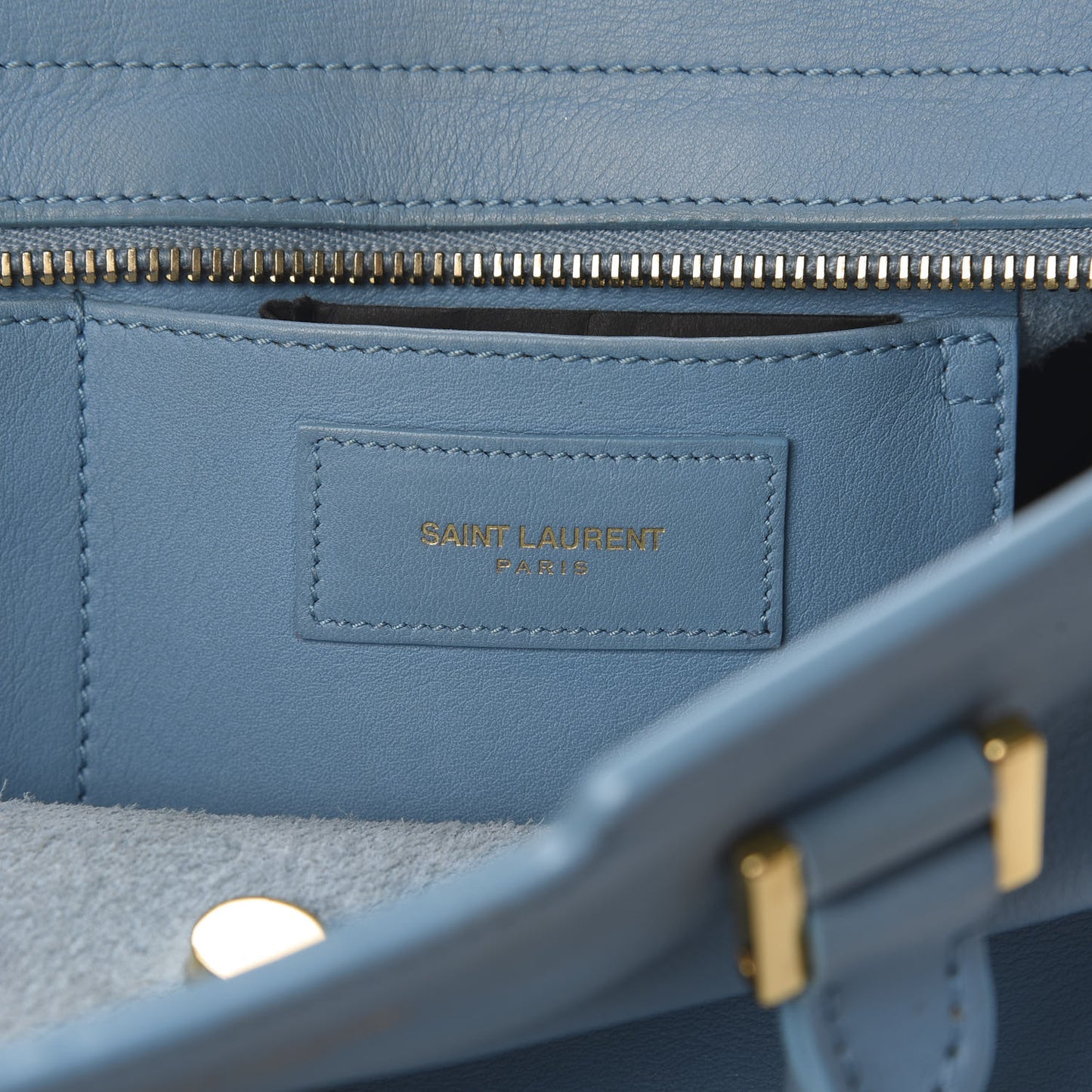 Calfskin Small Classic Y Cabas Blue Glacier