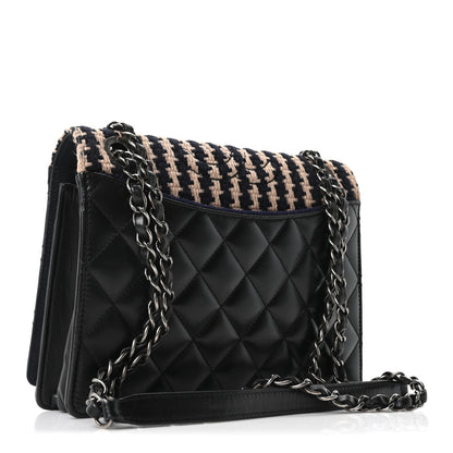 Chanel Tweed Calfskin Quilted Ballerine Flap Black Navy Beige 3 of 10