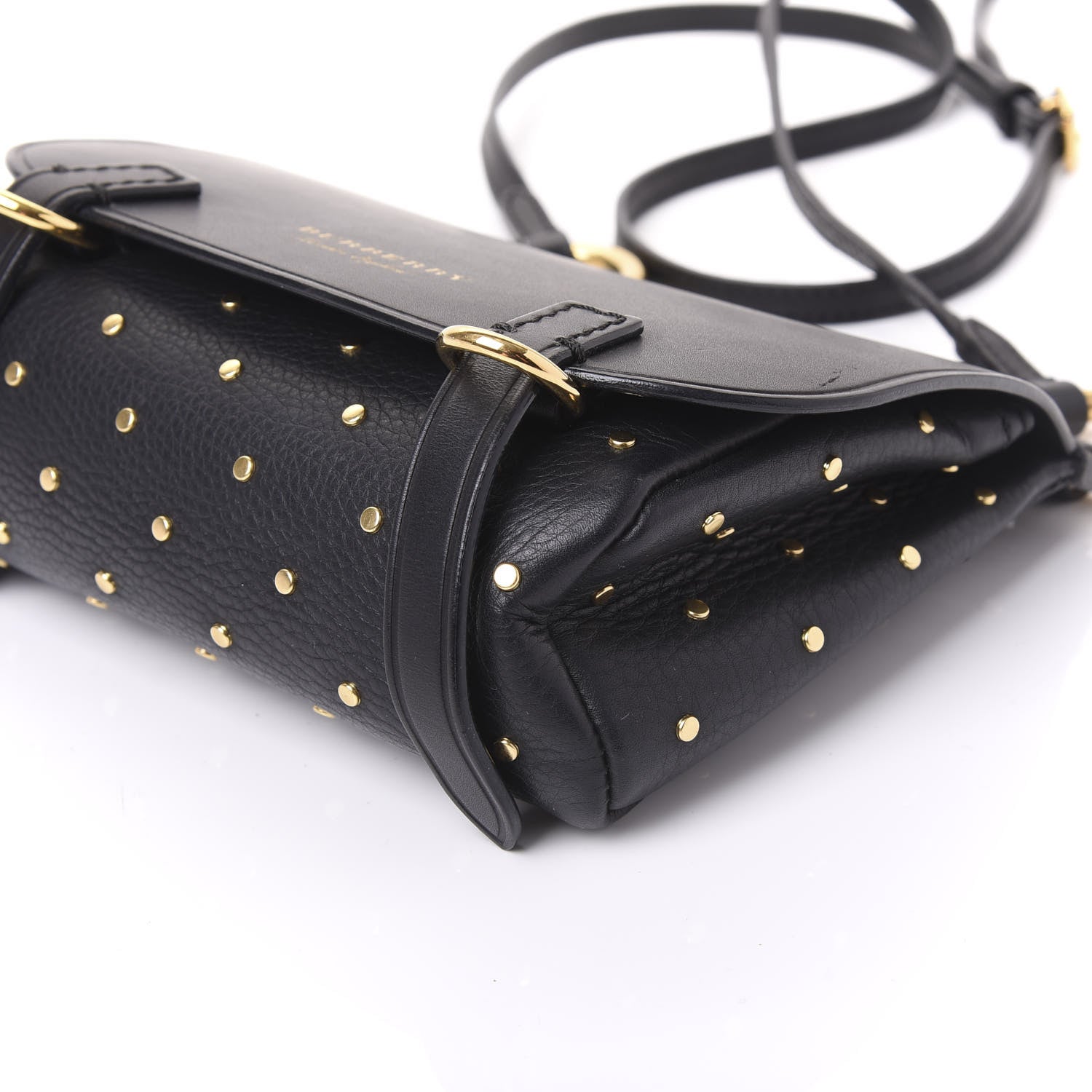 Burberry Soft Grain Calfskin Studded Baby Bridle Saddle Bag Black 6 of 9