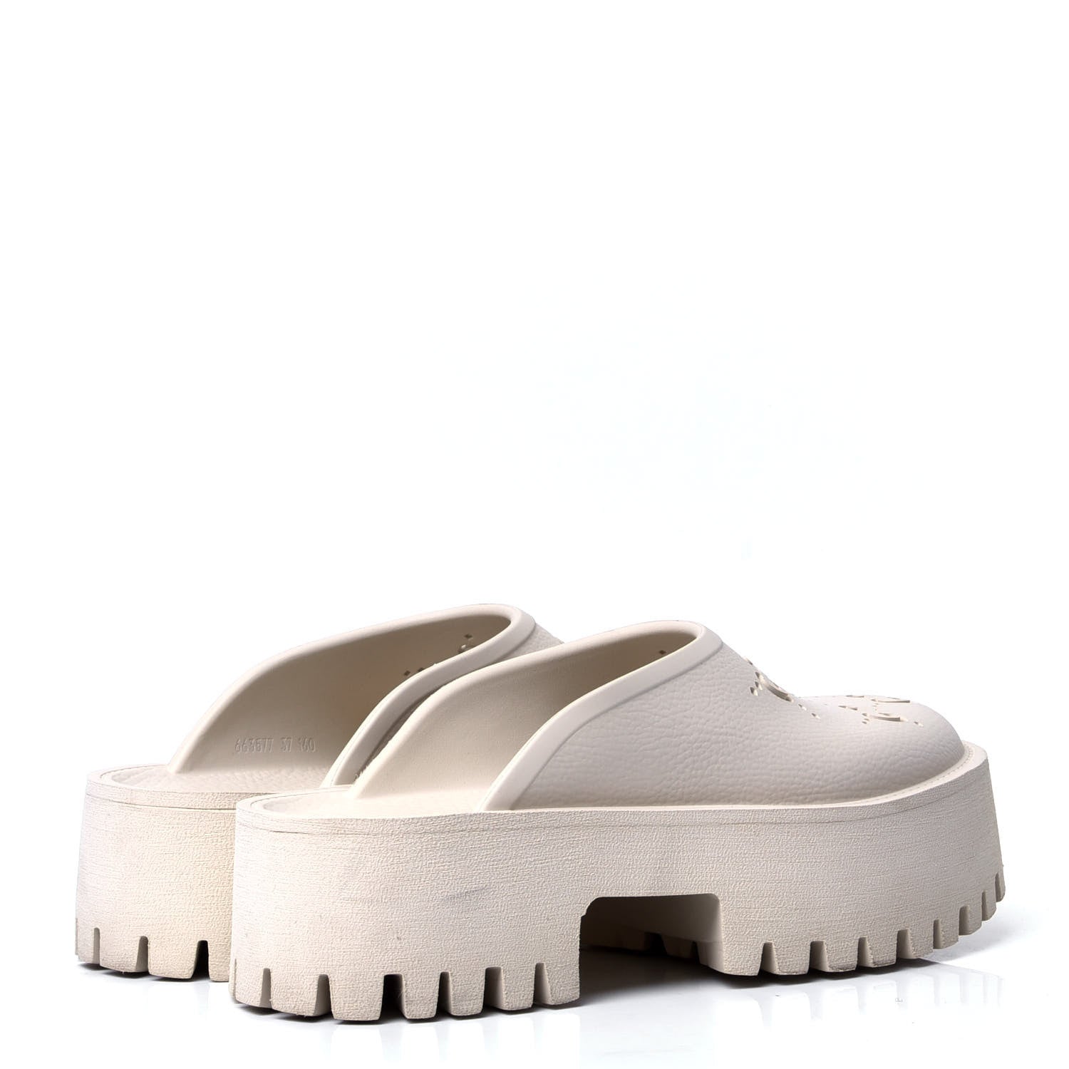 Gucci Rubber GG Monogram Perforated Elea Platform 55mm Lug Sole Sandals 37 Mystic White 3 of 6