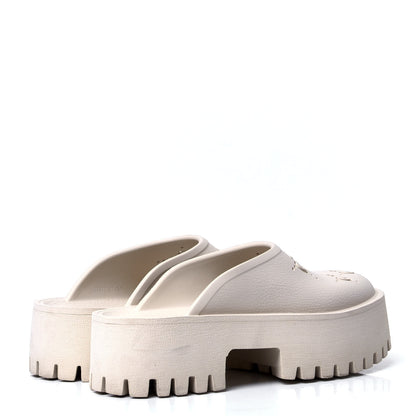 Gucci Rubber GG Monogram Perforated Elea Platform 55mm Lug Sole Sandals 37 Mystic White 3 of 6