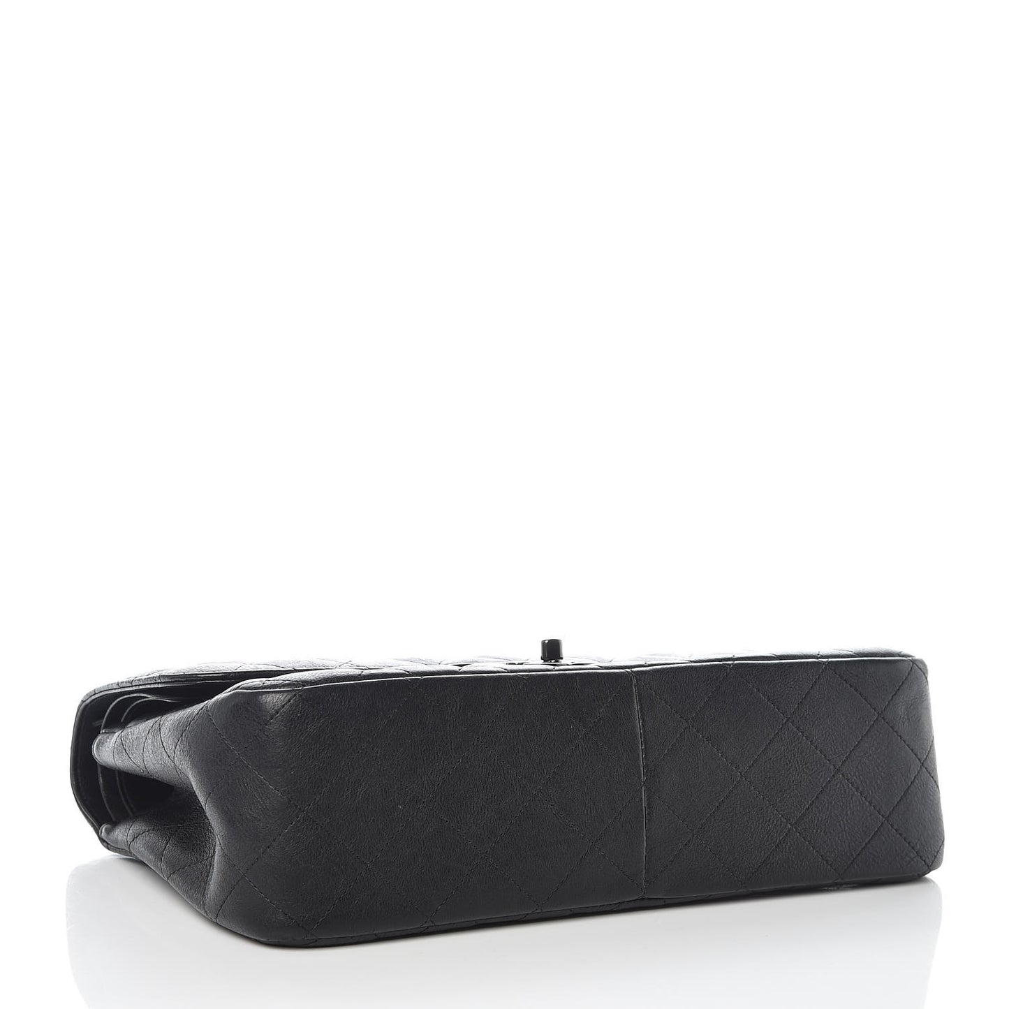 Crumpled Calfskin Quilted Jumbo Double Flap So Black