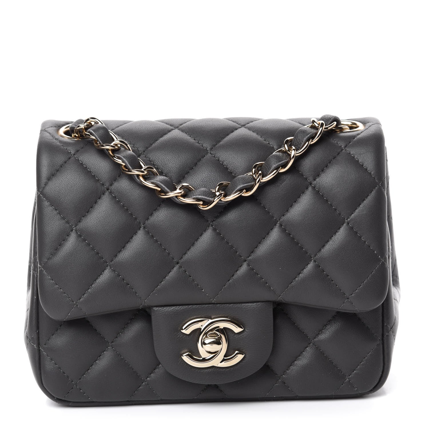 Chanel Lambskin Quilted Mini Square Flap Dark Grey 1 of 10