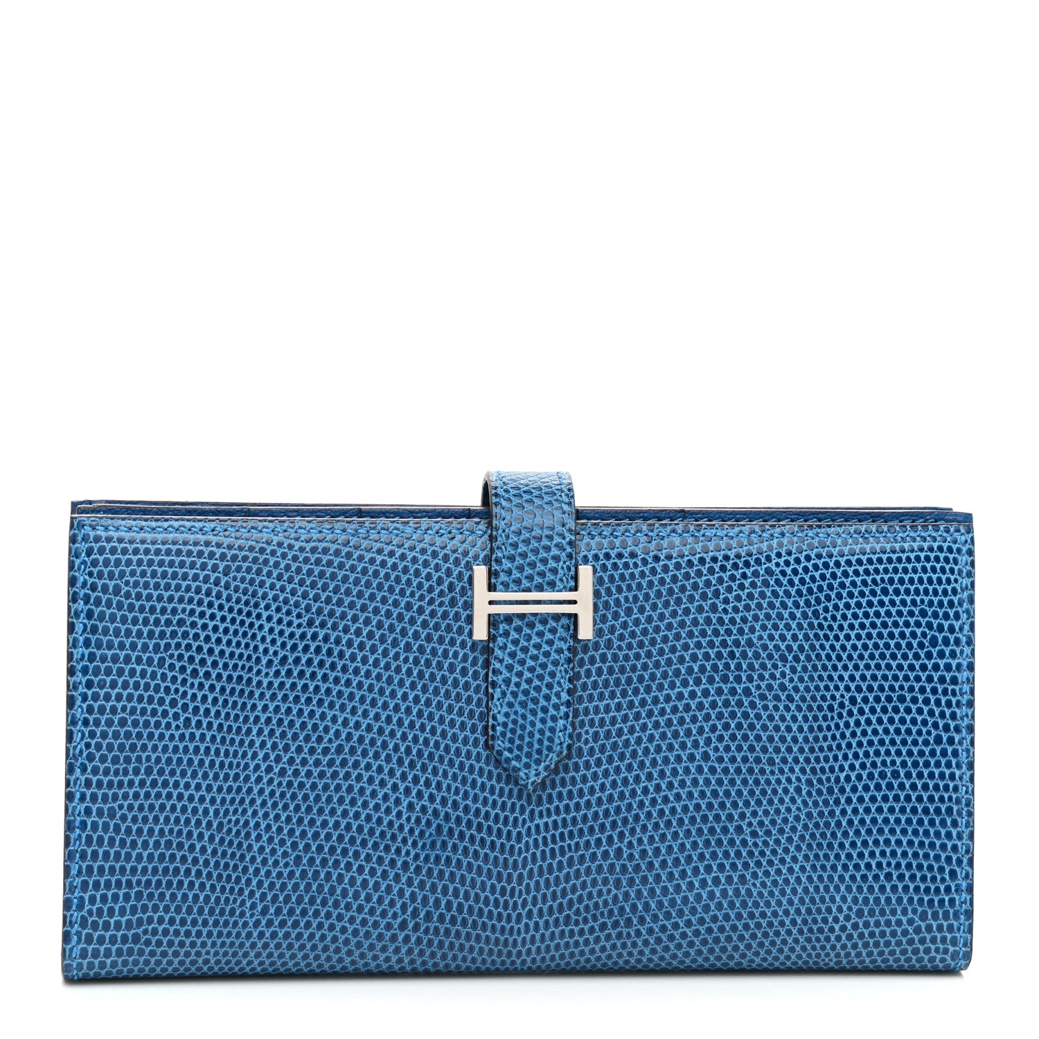 Hermes Lizard Bearn Gusset Wallet Bleu Saphir 1 of 8