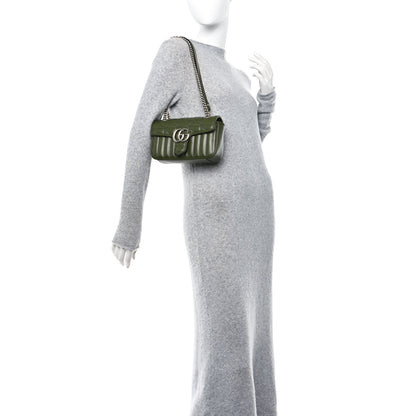 Gucci Calfskin Matelasse Aria Mini GG Marmont Shoulder Bag Military Wood 2 of 9