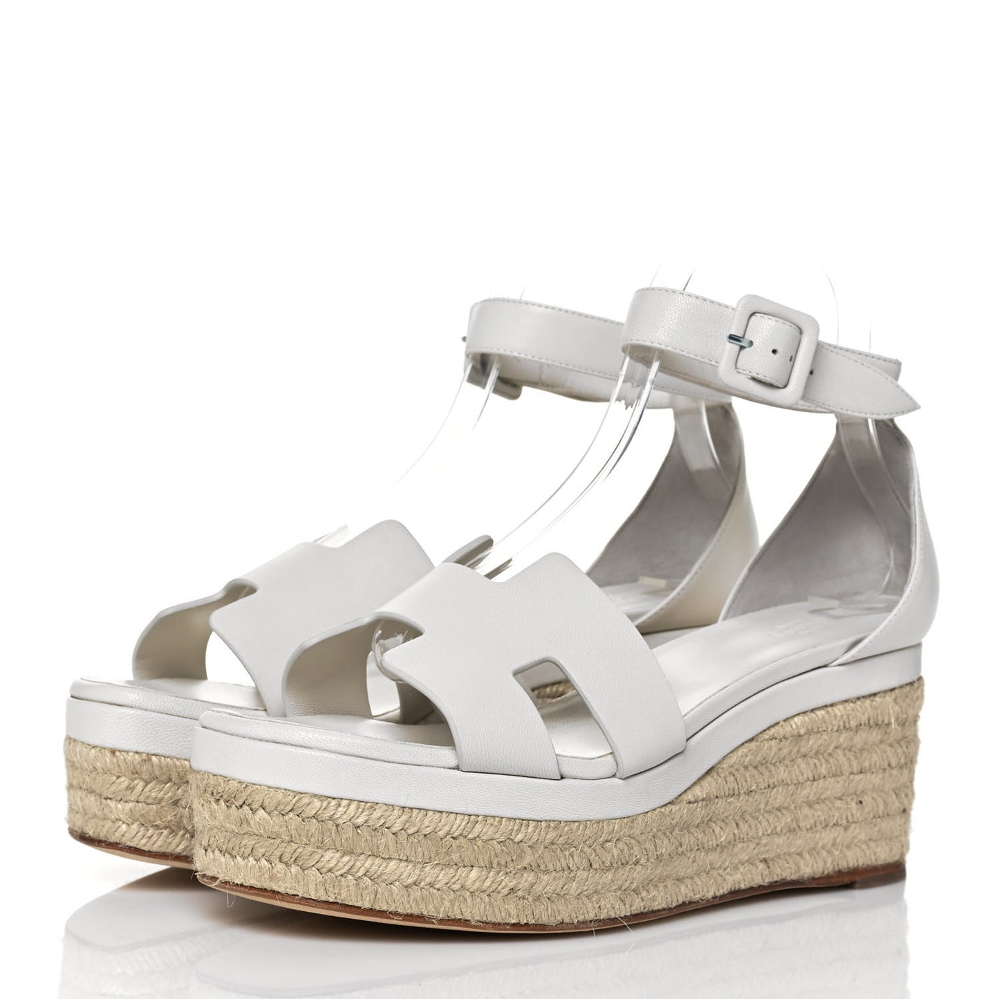 Goatskin Elda Espadrille Wedge Sandals 40 White