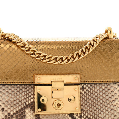Gucci Snakeskin Small Padlock Shoulder Bag Gold Beige Pink 8 of 13