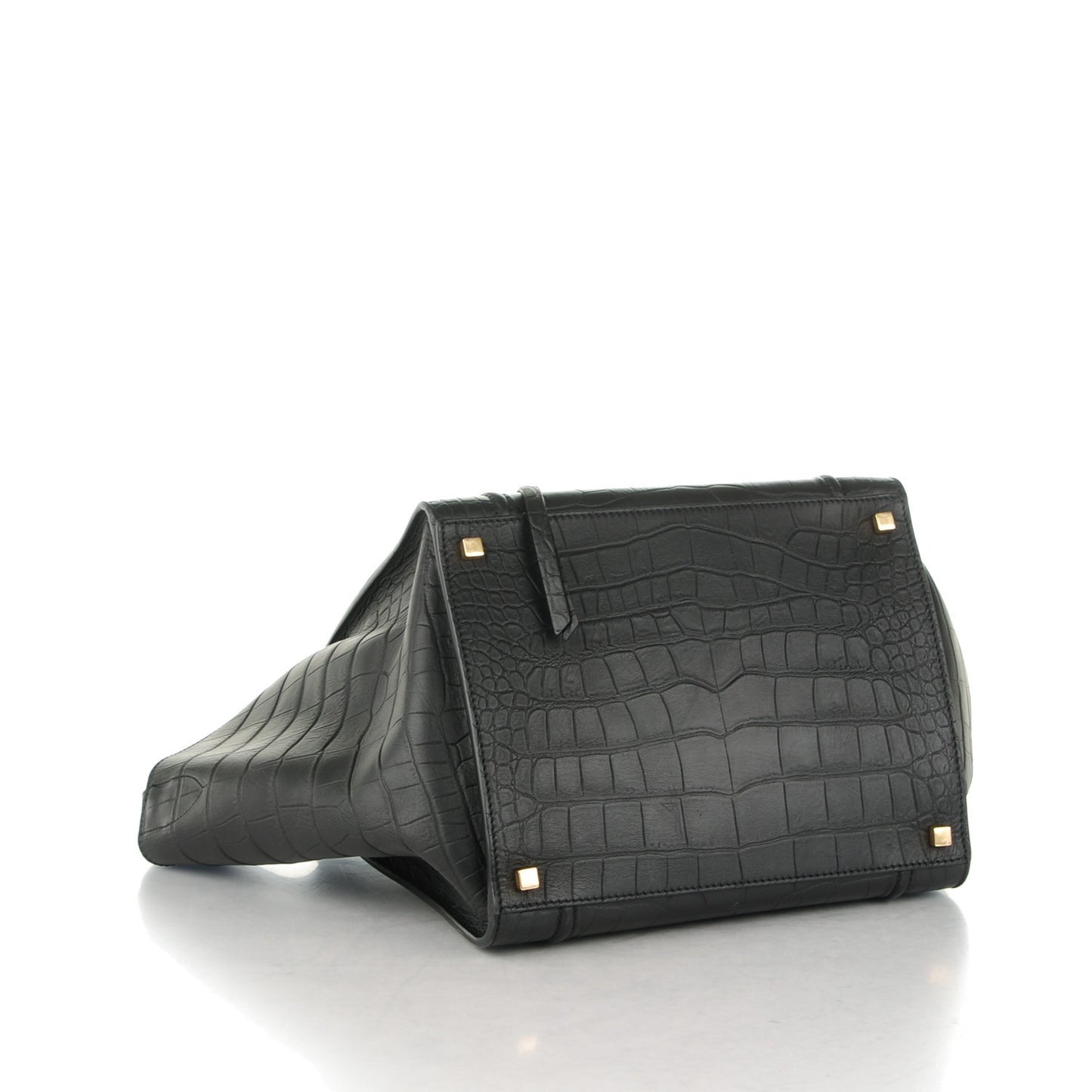 Crocodile Embossed Calfskin Medium Phantom Luggage Black