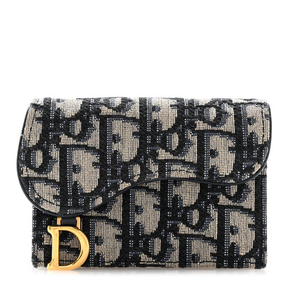 Christian Dior Oblique Saddle Card Holder Blue 1 of 8