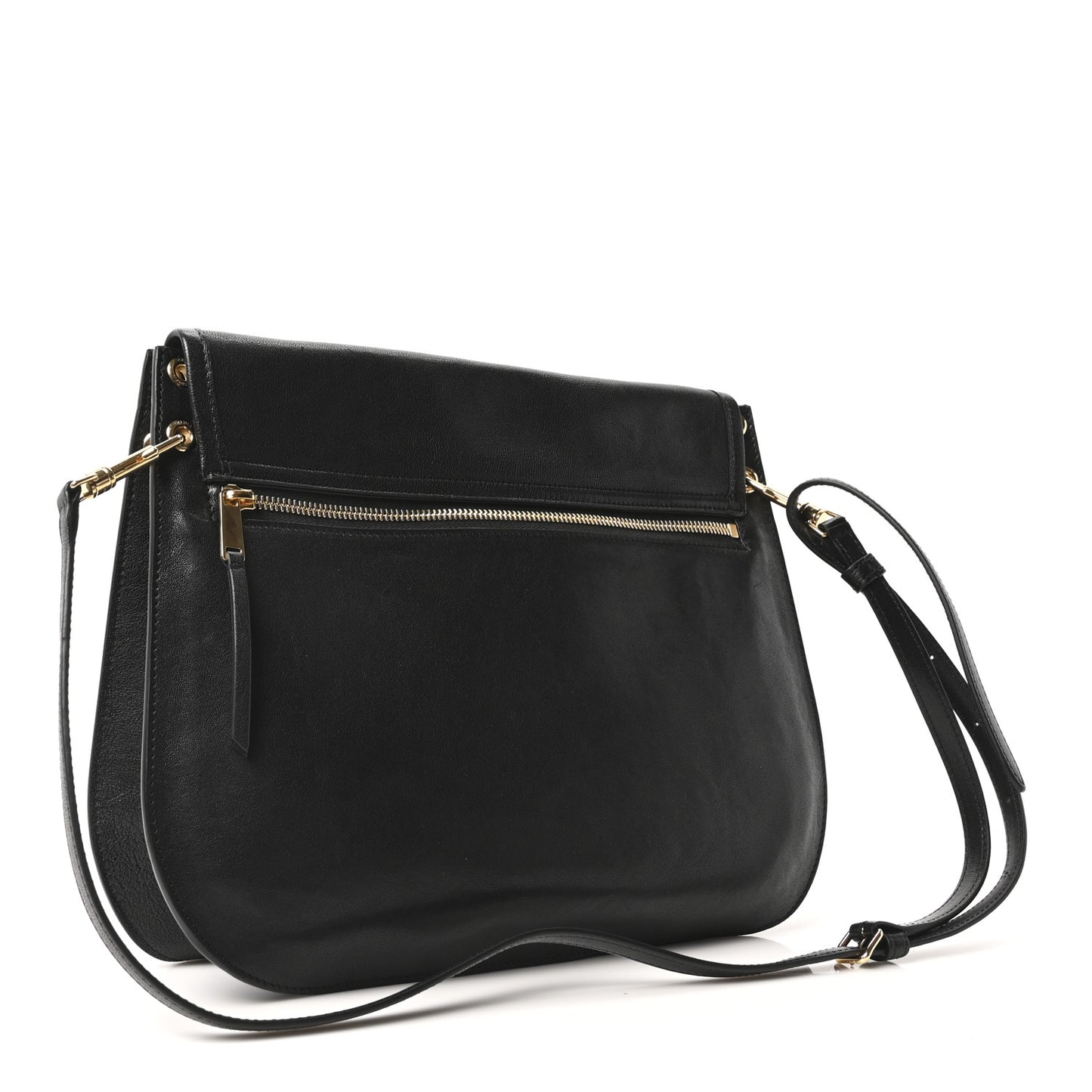 Shiny Lambskin Soft Triomphe Besace Bag Black