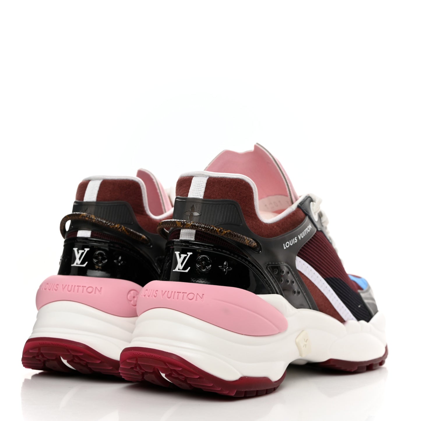Mix Materials Suede Calfskin Run 55 Sneakers 35.5 Burgundy