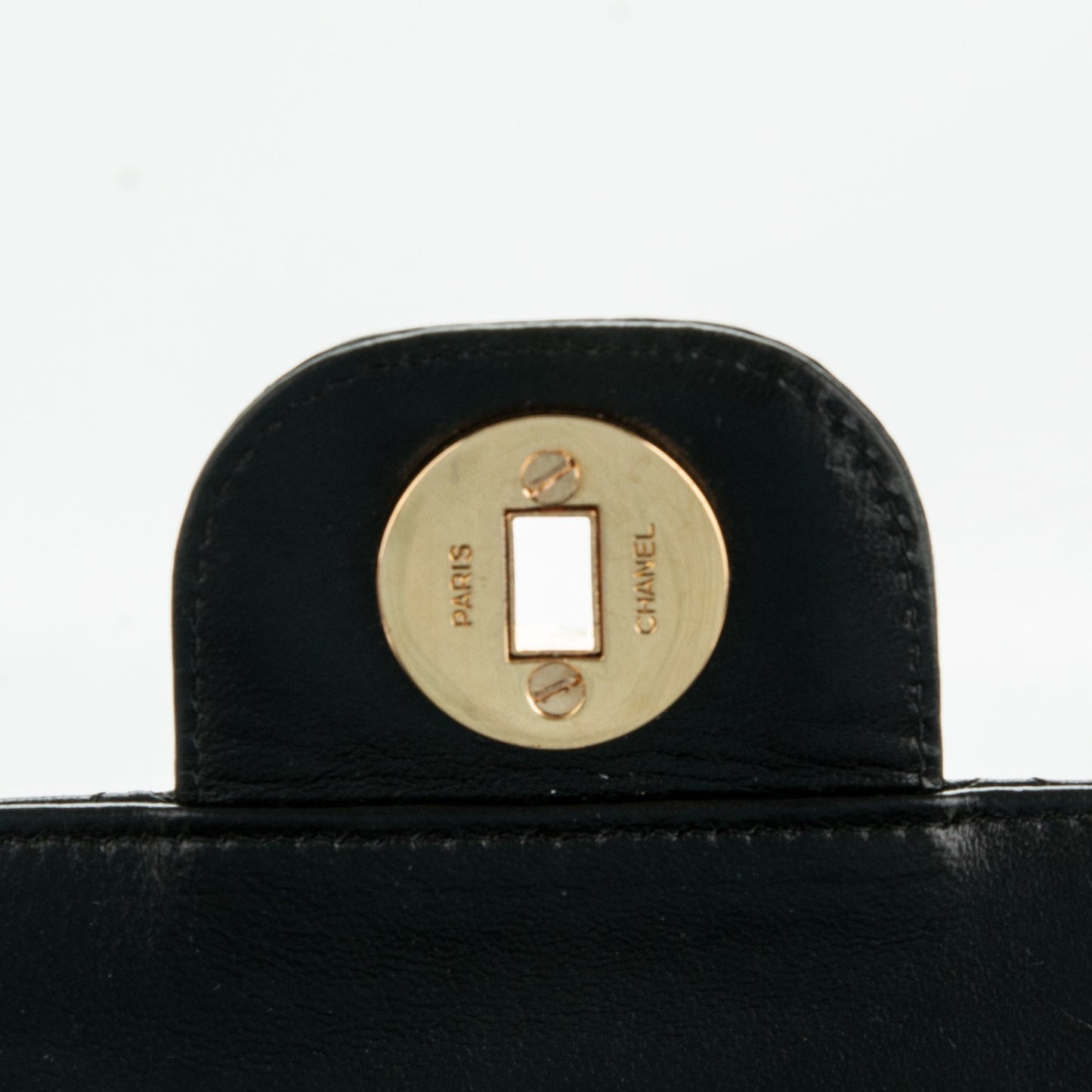 Lambskin Quilted Medium Double Flap Black