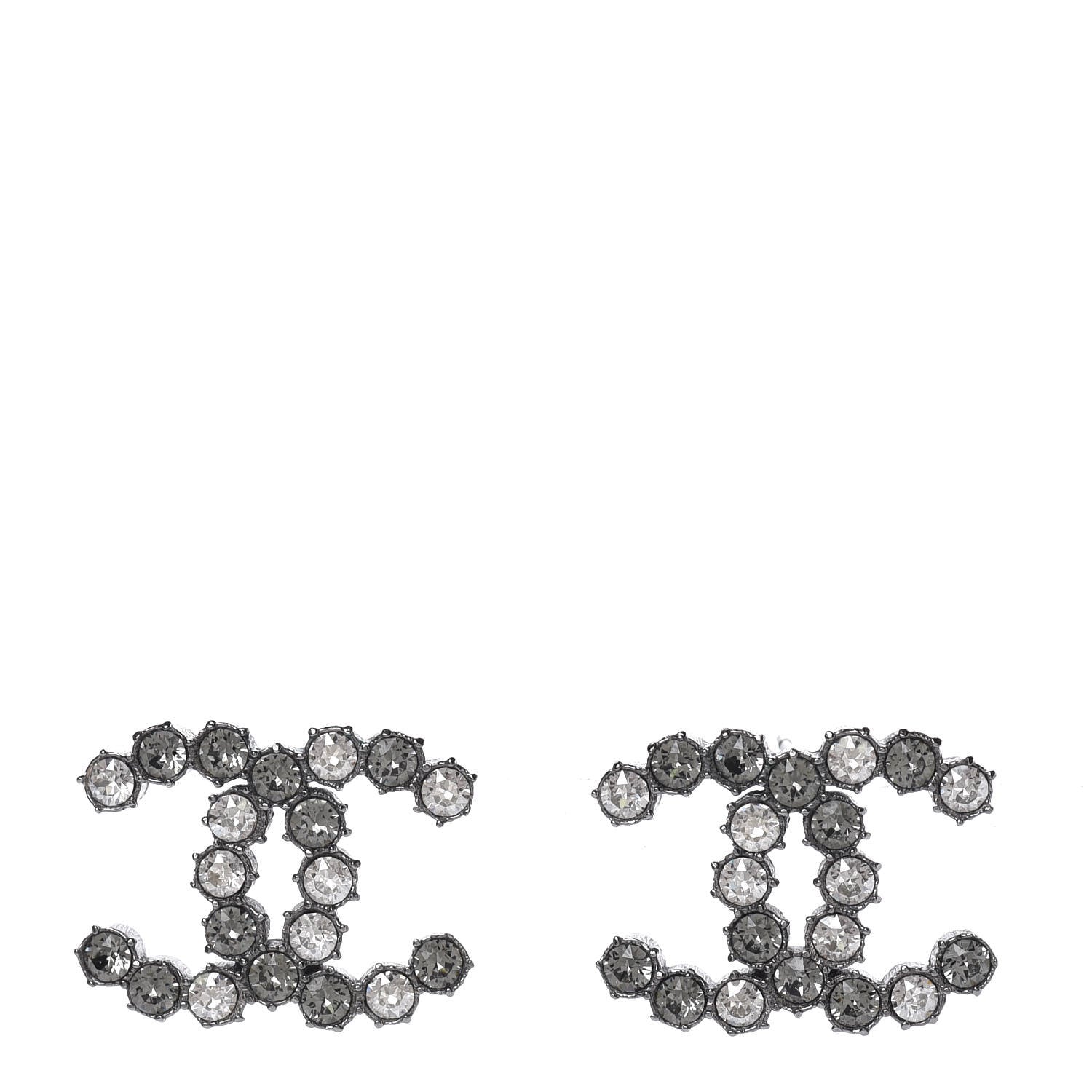 Chanel Crystal CC Earrings Silver 1 of 6
