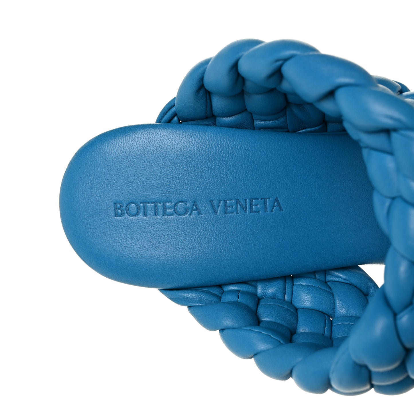 Nappa Twisted Padded Intrecciato Curve Slide Sandals 40 Bleuette