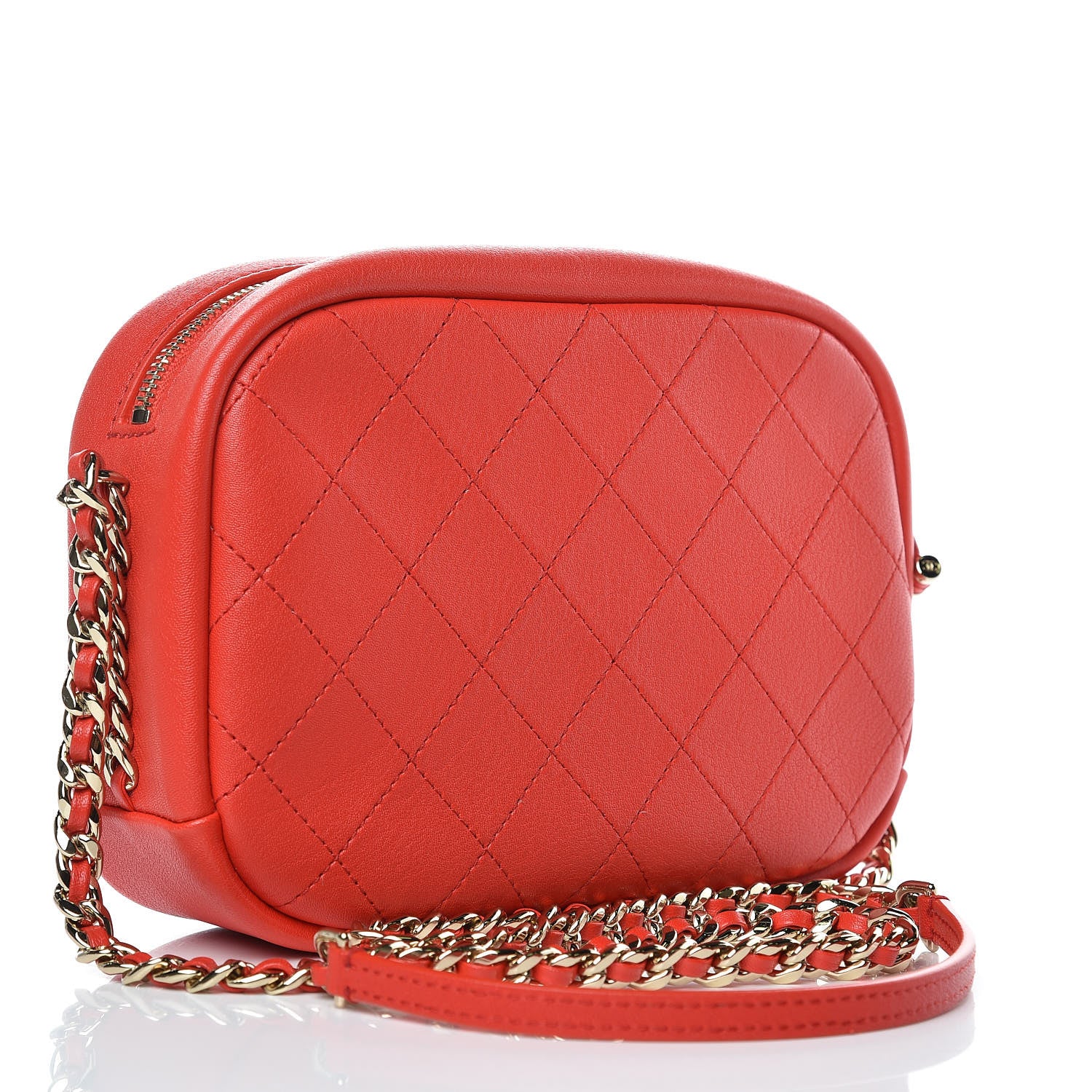 Chanel Goatskin Quilted Large Casual Trip Camera Case Bag Red 3 of 9