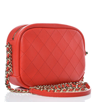 Chanel Goatskin Quilted Large Casual Trip Camera Case Bag Red 3 of 9