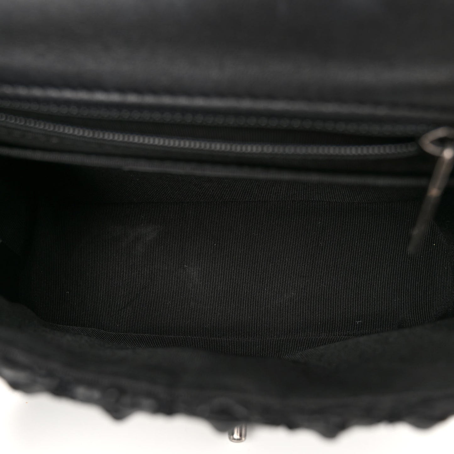 Lambskin Crochet Embroidered Small Flap Black