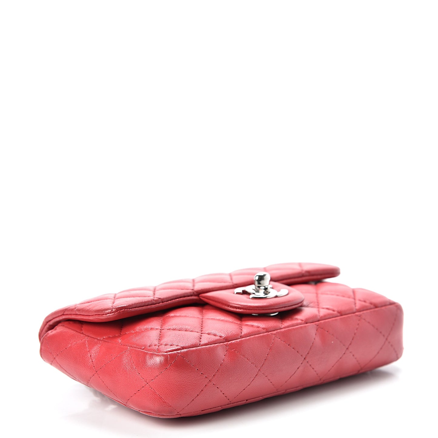 Lambskin Quilted Extra Mini Rectangular Flap Red