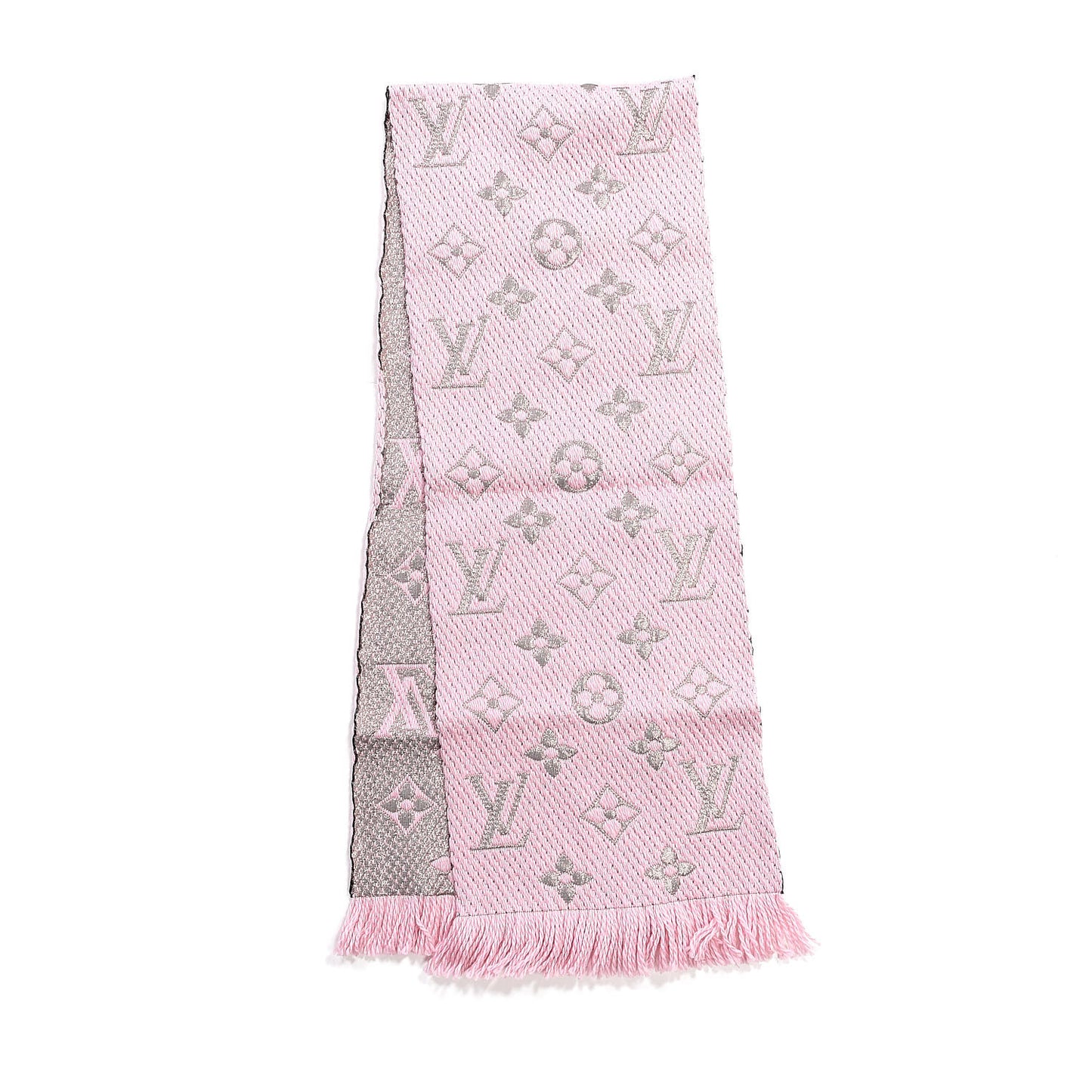 Wool Silk Logomania Rainbow Scarf Crystal Pink