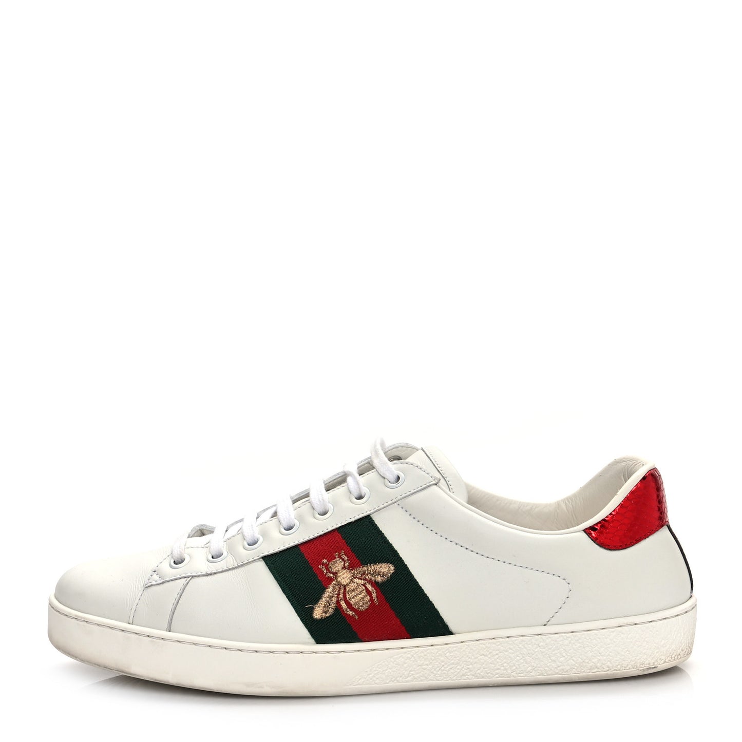 Miro Soft Calfskin Laminated Ayers Web Bee Embroidered Mens Ace Sneakers 9 White Red Flame Green