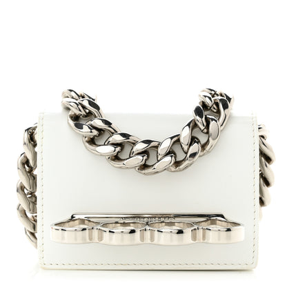 Alexander McQueen Smooth Calfskin Micro The Four Ring Knuckle Chain Shoulder Bag White 1 of 11