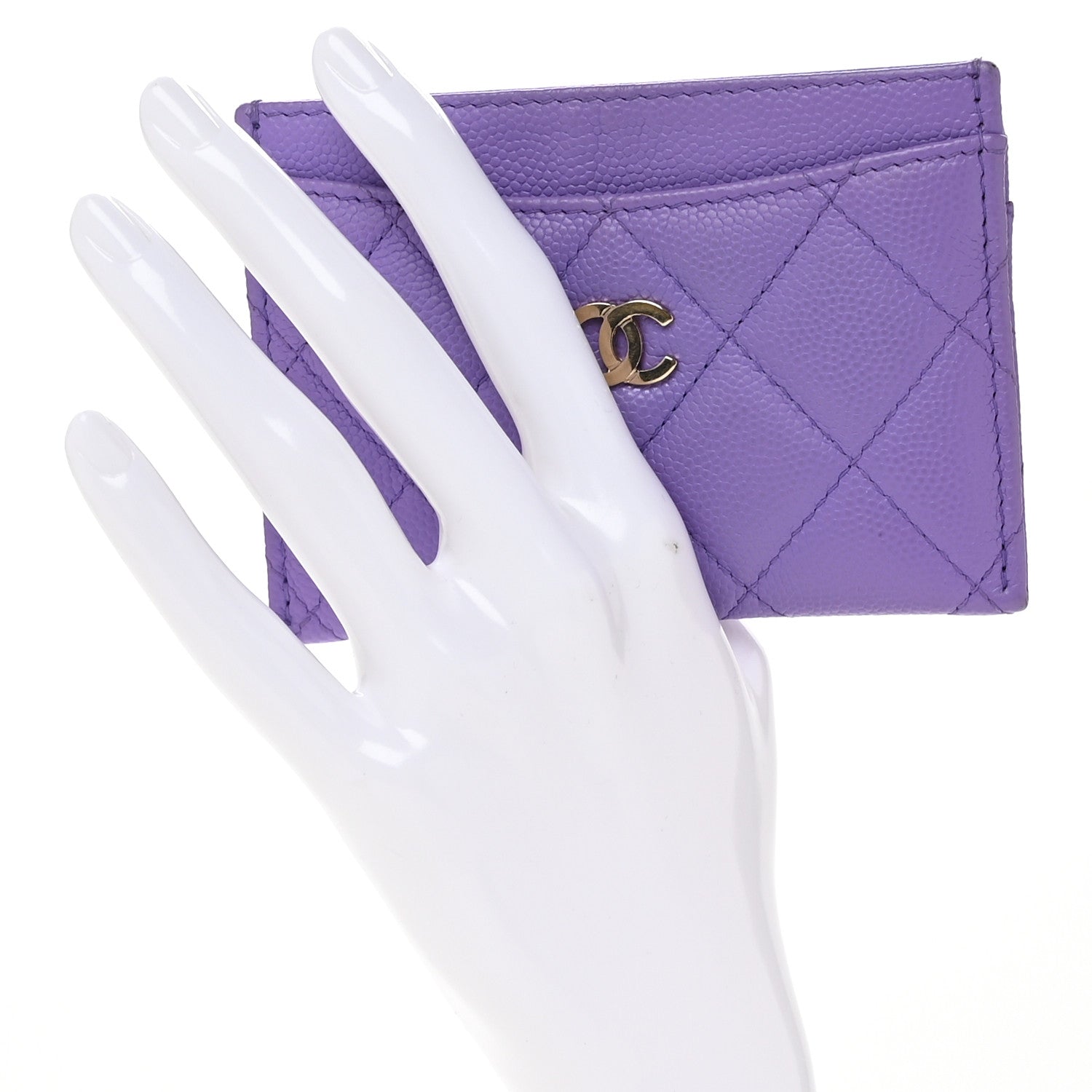 Chanel Caviar Quilted Card Holder Purple 2 of 8