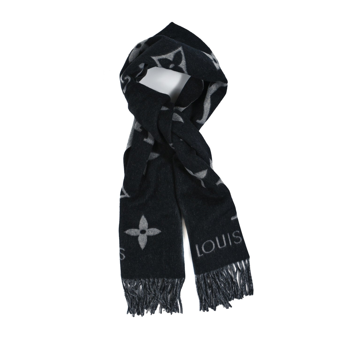 Cashmere Monogram Reykjavik Scarf Black