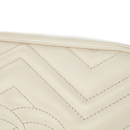 Gucci Calfskin Matelasse Medium GG Marmont Chain Shoulder Bag Mystic White 14 of 16