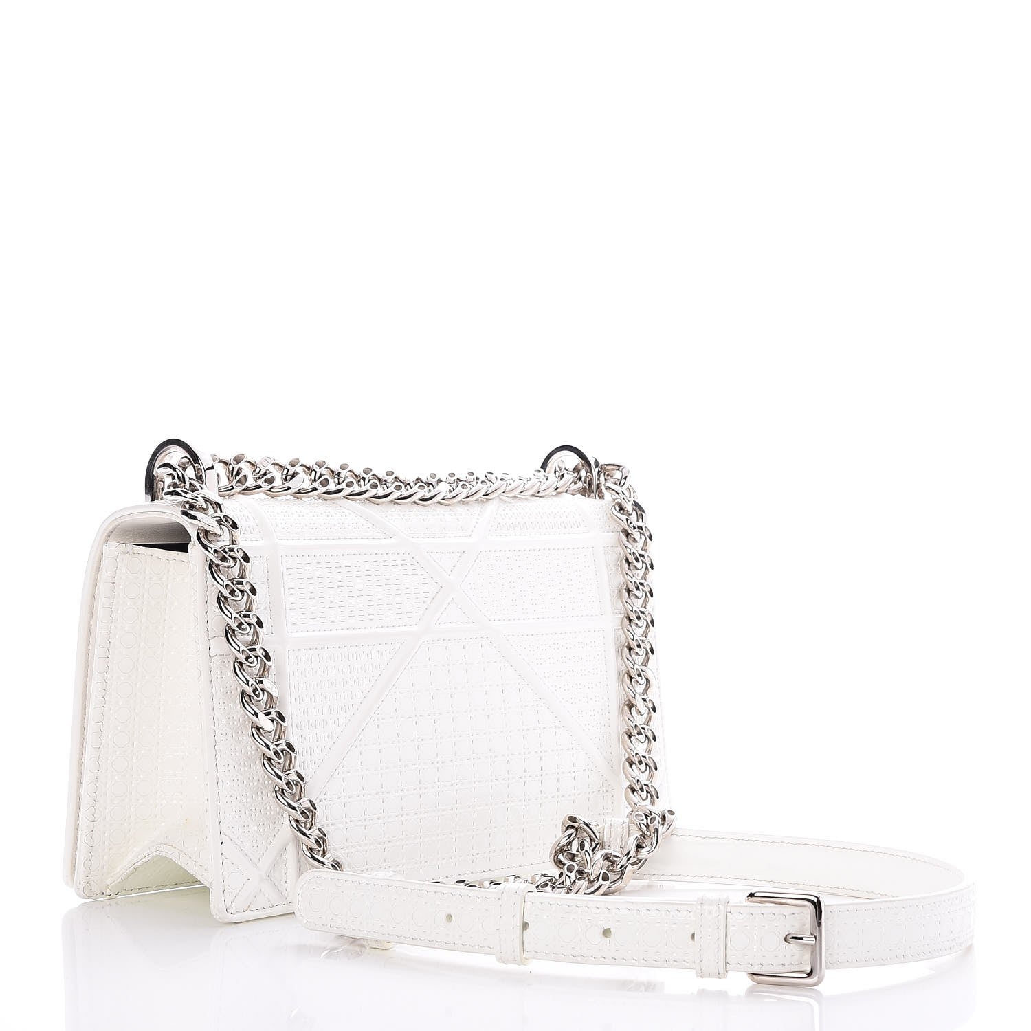 Christian Dior Patent Micro-Cannage Small Diorama Flap Bag White 4 of 11