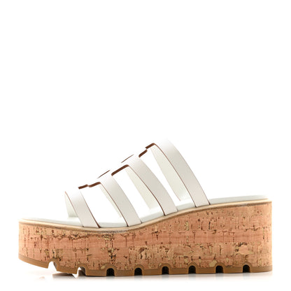 Hermes Calfskin Cork Isabella 30 Sandals 38 White 1 of 8