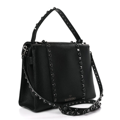 Valentino Garavani Grainy Calfskin Onyx Small My Rockstud Rolling Frame Bag Black 3 of 8