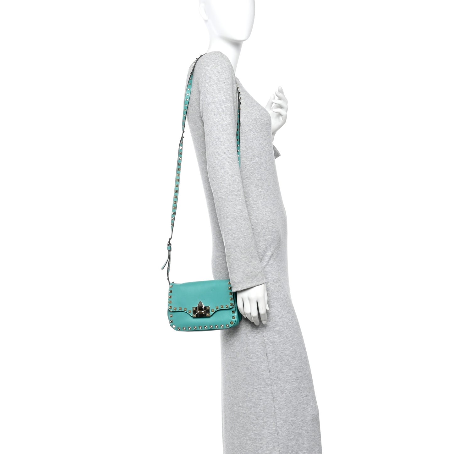 Vitello Small Rockstud Flap Saddle Bag Colibri