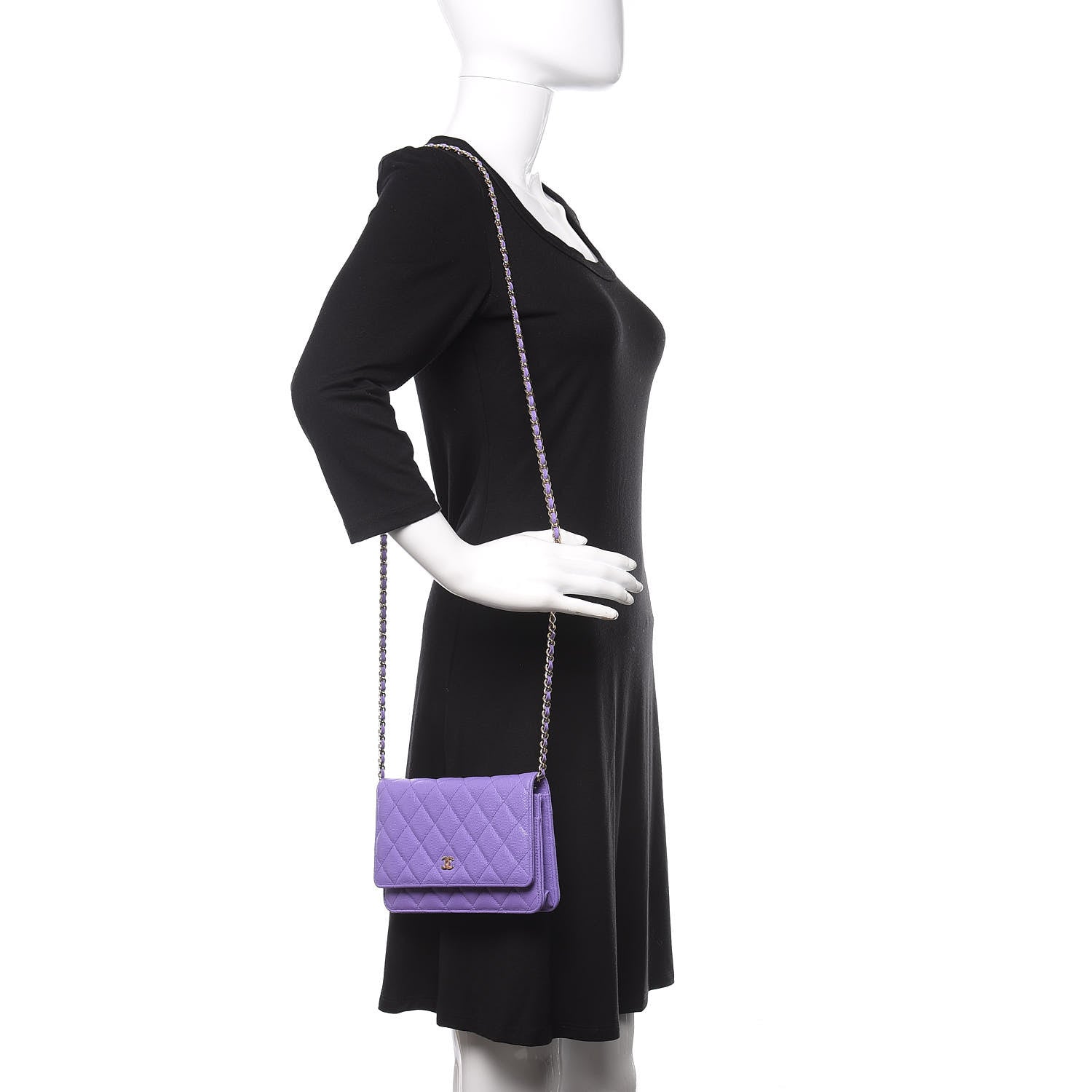 Chanel Caviar Quilted Wallet On Chain WOC Purple 2 of 12