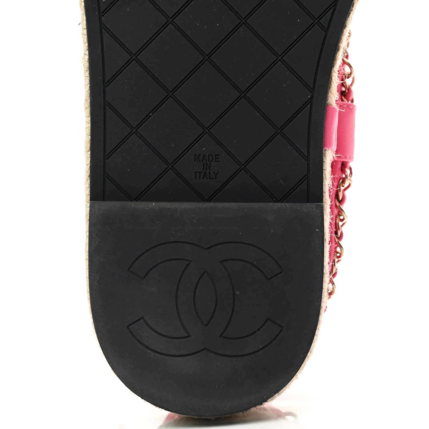 Chanel Lambskin Chain CC Thong Espadrille Sandals 36 Pink 7 of 8