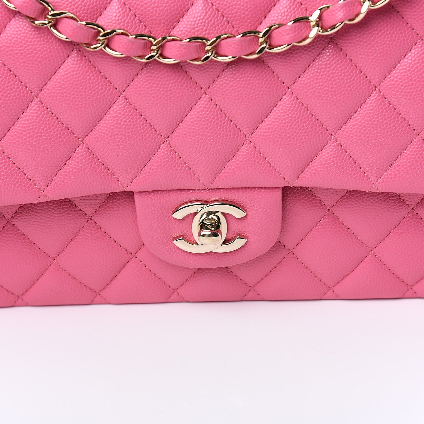 Caviar Quilted Medium Double Flap Pink