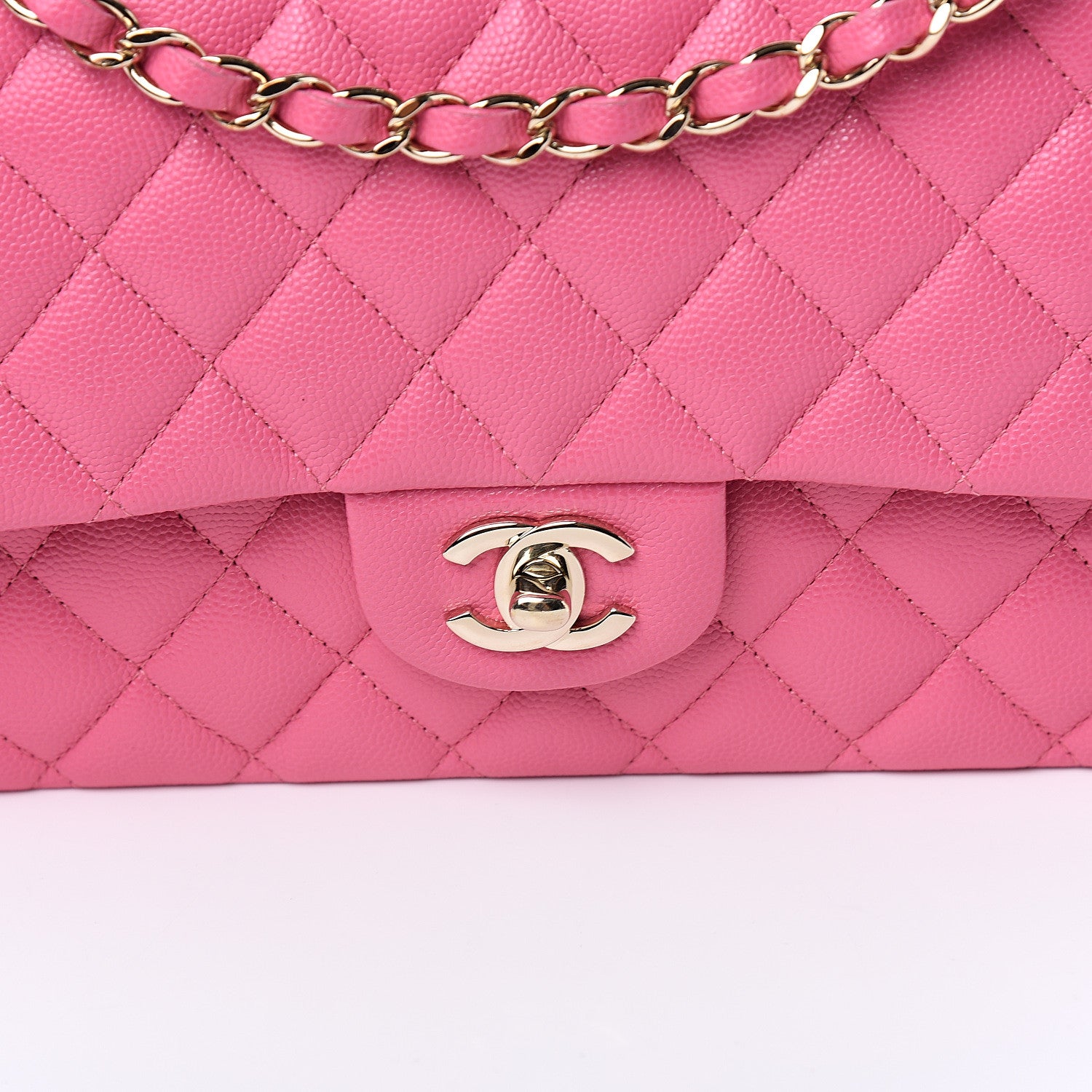 Chanel Caviar Quilted Medium Double Flap Pink 9 of 9