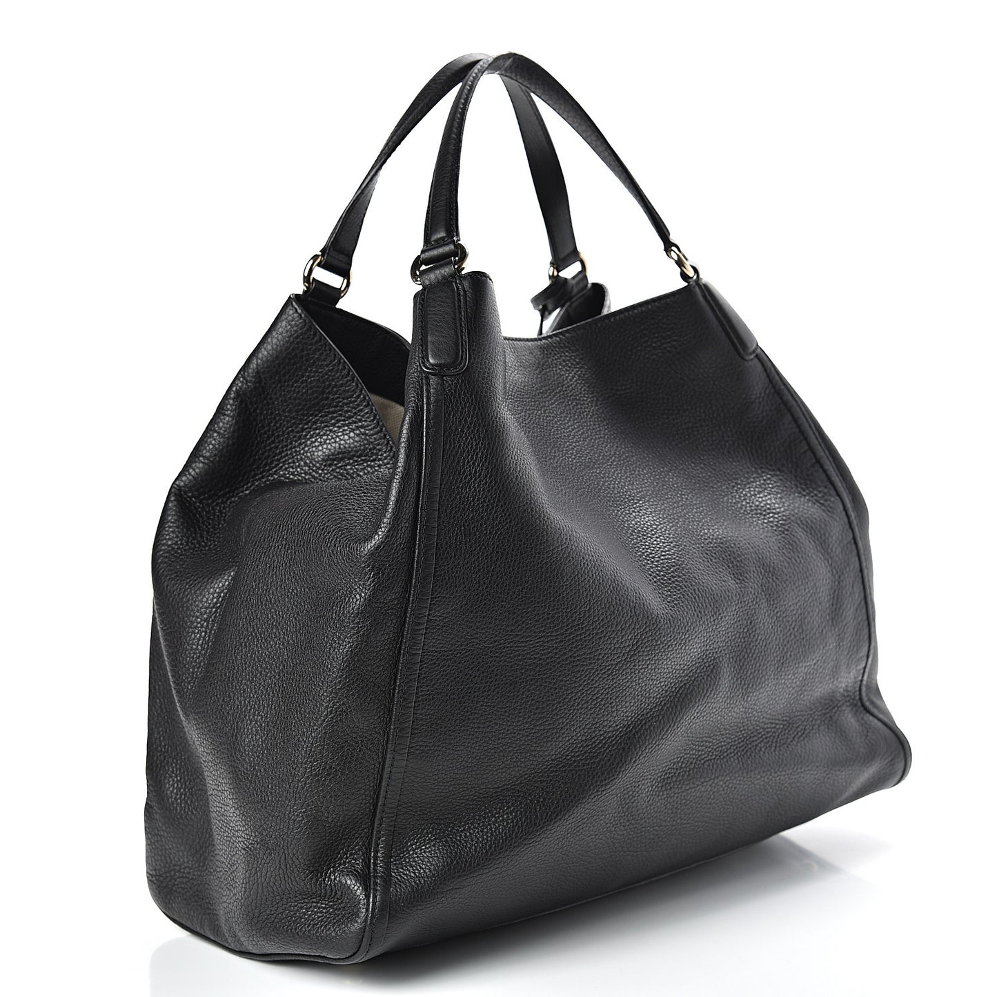 Pebbled Calfskin Large Soho Shoulder Bag Black