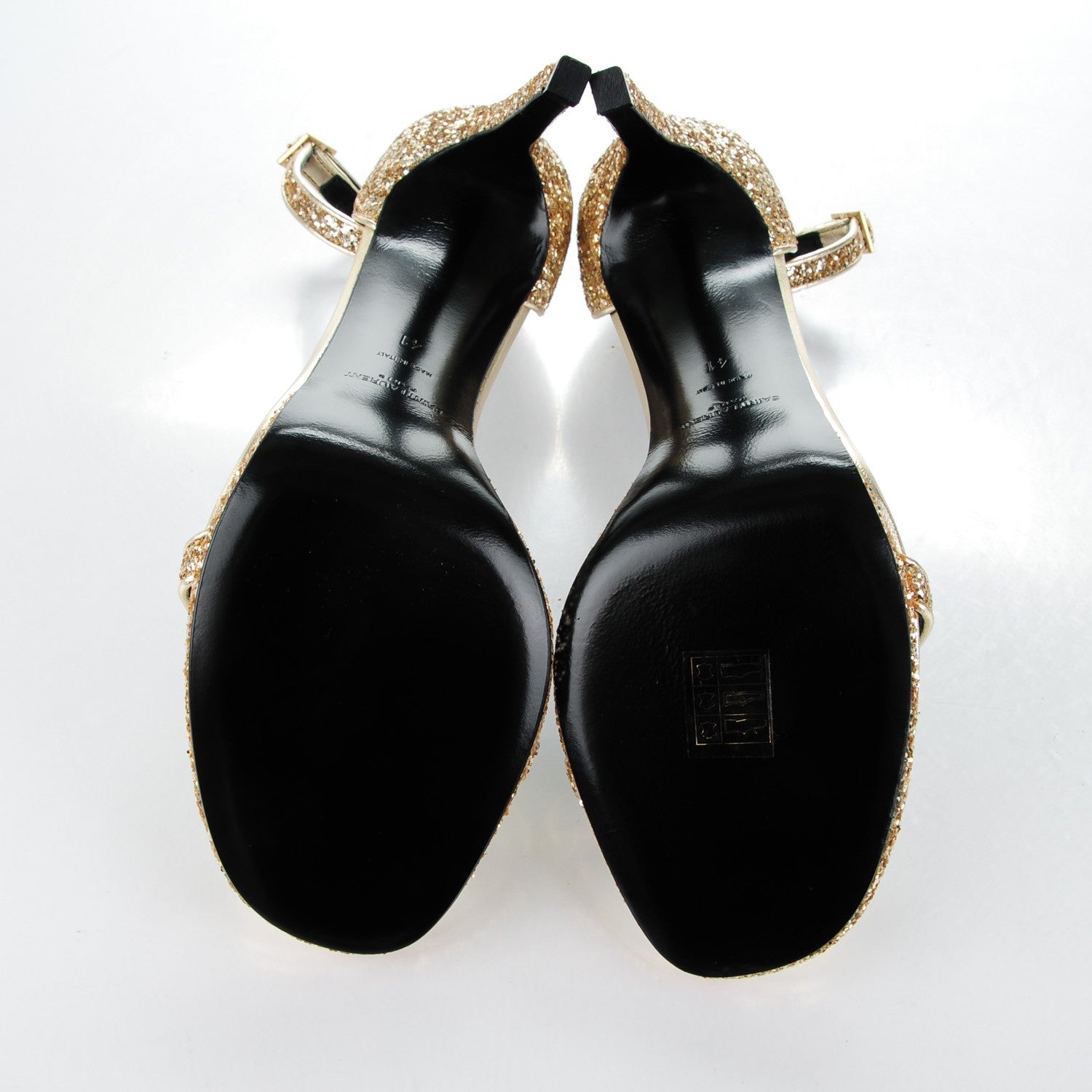 Saint Laurent Glitter Jane 110 Ankle Strap Sandals 41 Platino 5 of 8